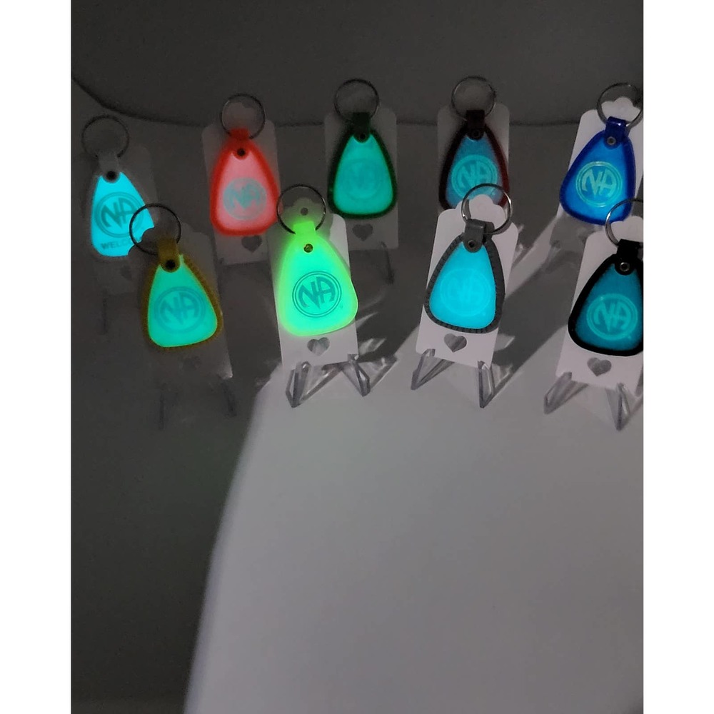NA Narcotics Anonymous GLOW IN THE DARK keytags! Every milestone available!